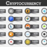 Set of cryptocurrency icon and label with value . Vector .