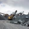Stone crusher in surface mine quarry