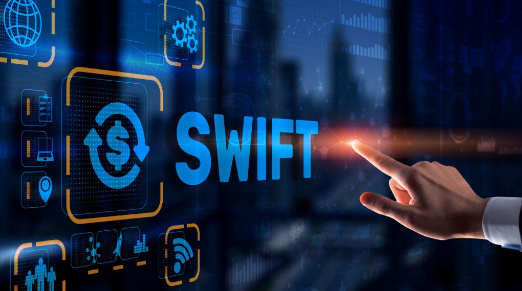 SWIFT. Society for Worldwide Interbank Financial Telecommunications. Financial Banking regulation concept.