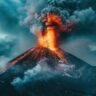 Powerful volcano eruption